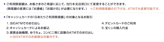 ご利用限度額についての注意事項