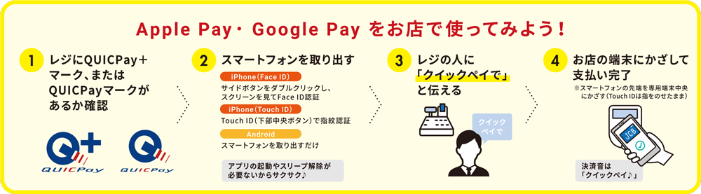Apple Pay・ Google Pay をお店で使ってみよう！