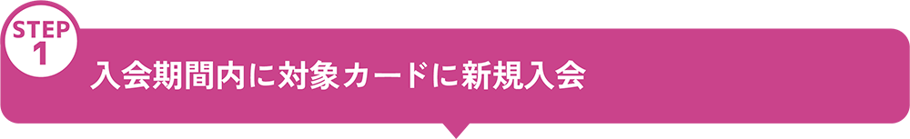 キャンペーン参加の流れ(参加条件)
STEP1 入会期間内に対象カードに新規入会