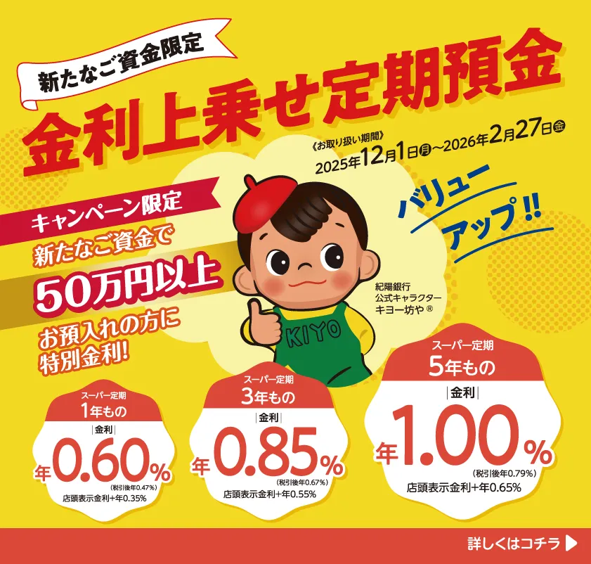 新たなご資金限定 金利上乗せ定期預金