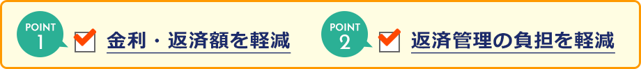 金利・返済額を軽減 返済管理の負担を軽減