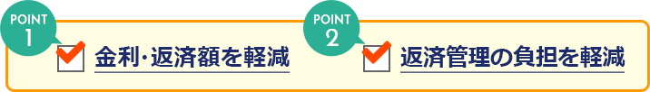 金利・返済額を軽減 返済管理の負担を軽減