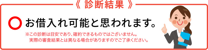 診断結果　お借入れ可能と思われます。