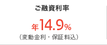 ご融資利率 年14.9%（変動金利・保証料込）