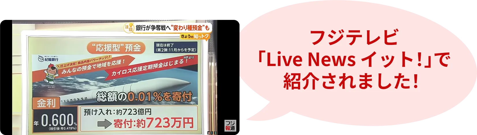 フジテレビ「Live News イット！」で紹介されました！